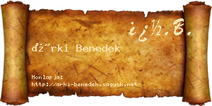 Árki Benedek névjegykártya