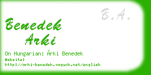 benedek arki business card