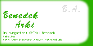 benedek arki business card